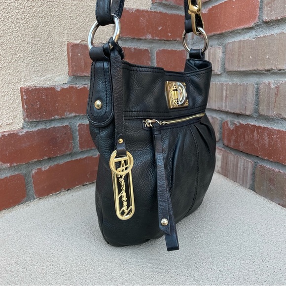 B.Makowsky “Jaimie” Black Pebble Leather  Convertible Shoulder/Crossbody Bag - Picture 4 of 12